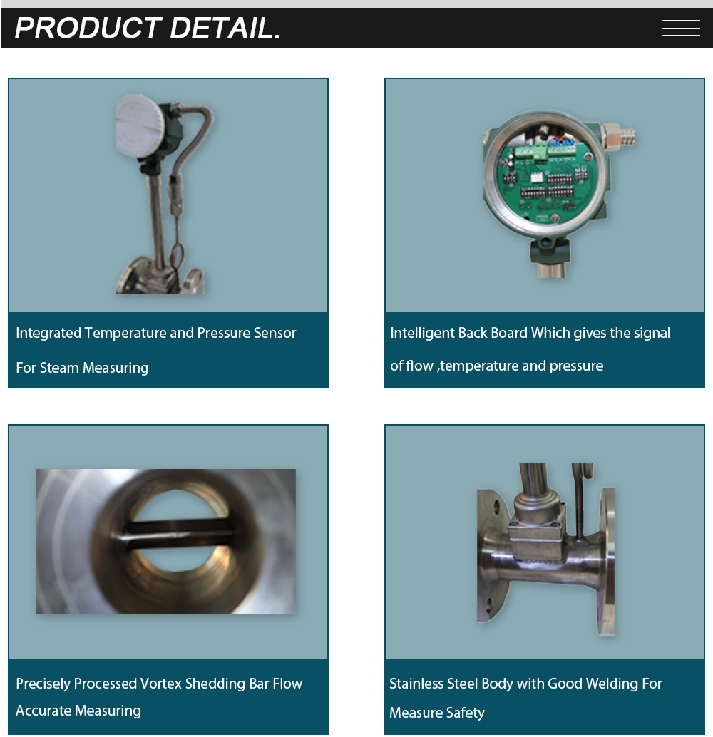 ANSI Flange Connect Vortex Flowmeter Gas Vortex Flow Meter for Saturate Steam