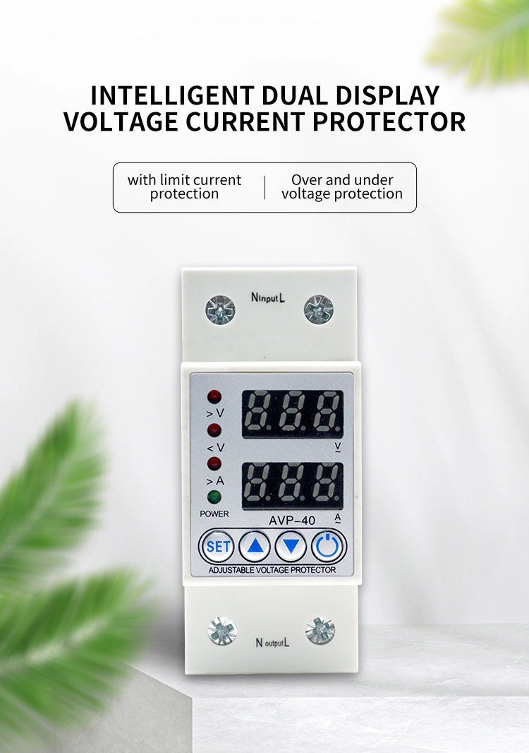 DIN Rail Adjustable Current Voltage Protector Stabilizers 32A 40A 50A 63A AC 230V 1 Phase