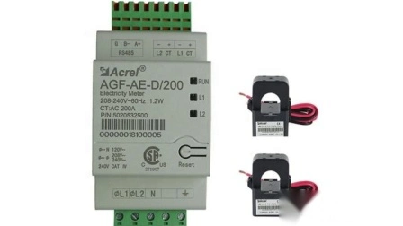 Acrel Agf-Ae-D/200 Single Phase Solar Energy Meter with UL ANSI Approval Wired to Inverter Follow RS485 Sunspec